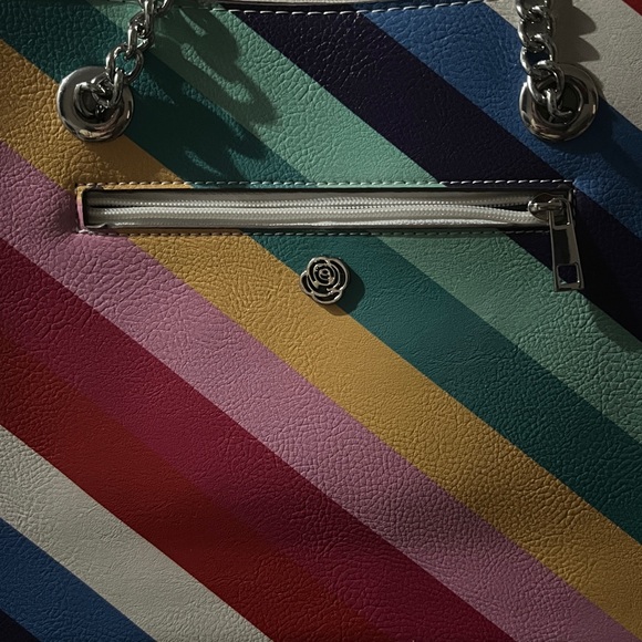 “Carlos by Carlos Santana" handbag, multi-colored striped design with tassel - Picture 7 of 12